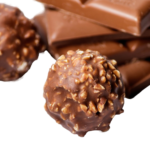 top-view-chocolate-candy-balls-with-chocolate-bars-white-surface